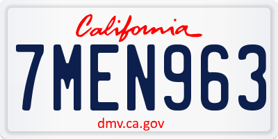 CA license plate 7MEN963