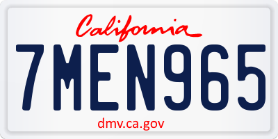 CA license plate 7MEN965