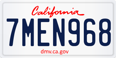 CA license plate 7MEN968