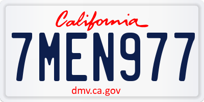 CA license plate 7MEN977