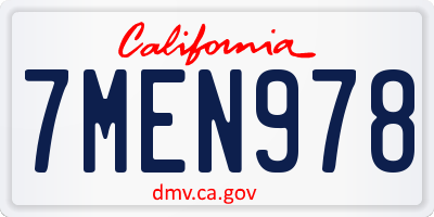 CA license plate 7MEN978