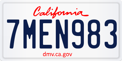 CA license plate 7MEN983