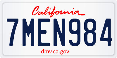CA license plate 7MEN984
