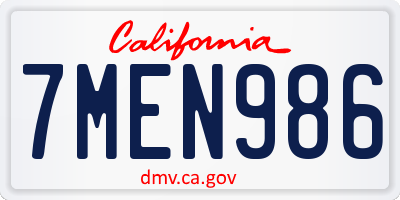 CA license plate 7MEN986