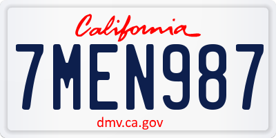 CA license plate 7MEN987