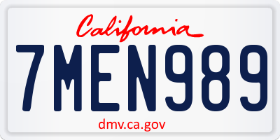 CA license plate 7MEN989