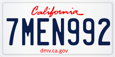 CA license plate 7MEN992