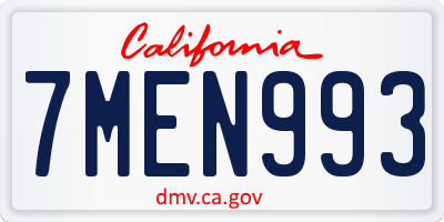 CA license plate 7MEN993