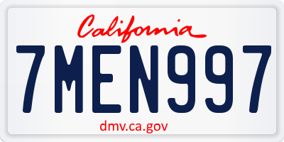 CA license plate 7MEN997