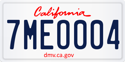 CA license plate 7MEO004