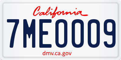 CA license plate 7MEO009