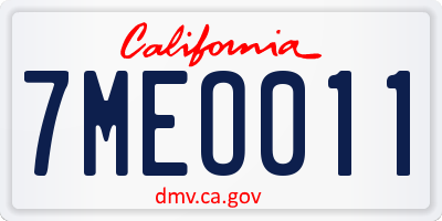 CA license plate 7MEO011