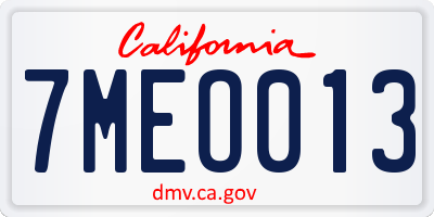 CA license plate 7MEO013