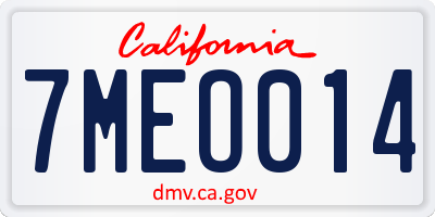 CA license plate 7MEO014