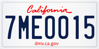 CA license plate 7MEO015