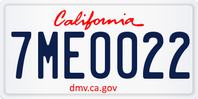 CA license plate 7MEO022