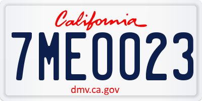 CA license plate 7MEO023
