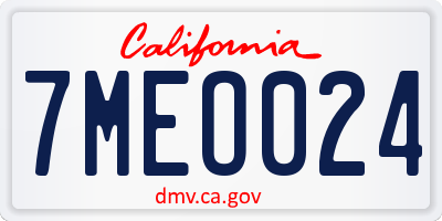 CA license plate 7MEO024