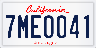 CA license plate 7MEO041