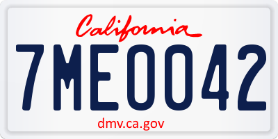 CA license plate 7MEO042