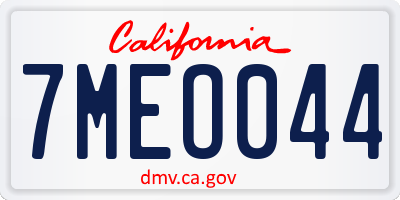 CA license plate 7MEO044