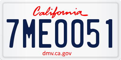 CA license plate 7MEO051