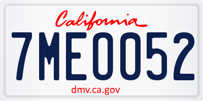 CA license plate 7MEO052