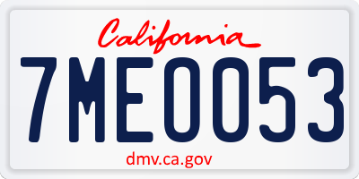 CA license plate 7MEO053