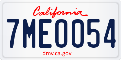 CA license plate 7MEO054