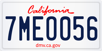 CA license plate 7MEO056