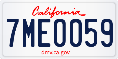 CA license plate 7MEO059