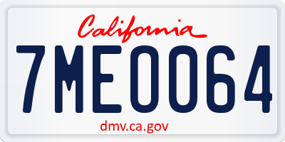 CA license plate 7MEO064