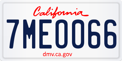 CA license plate 7MEO066
