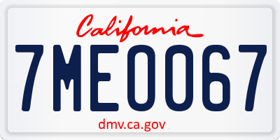 CA license plate 7MEO067