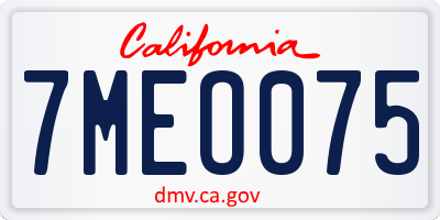 CA license plate 7MEO075