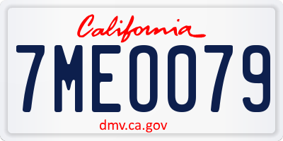 CA license plate 7MEO079