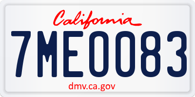 CA license plate 7MEO083