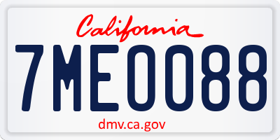 CA license plate 7MEO088