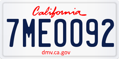 CA license plate 7MEO092