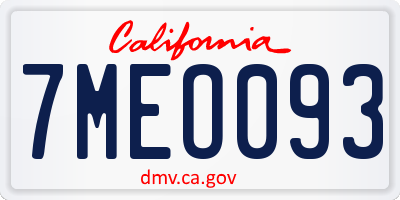 CA license plate 7MEO093