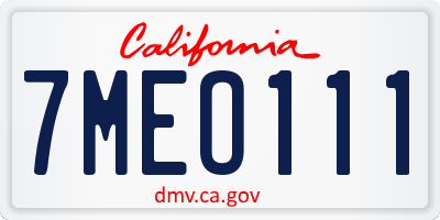 CA license plate 7MEO111