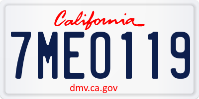CA license plate 7MEO119