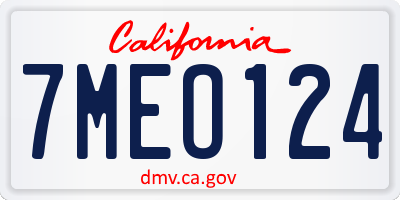 CA license plate 7MEO124