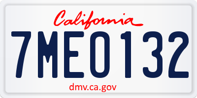 CA license plate 7MEO132