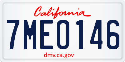CA license plate 7MEO146