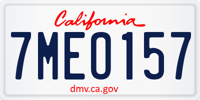 CA license plate 7MEO157