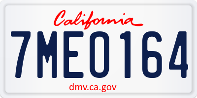 CA license plate 7MEO164