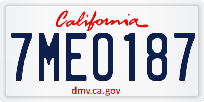 CA license plate 7MEO187