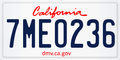 CA license plate 7MEO236