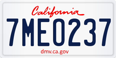 CA license plate 7MEO237